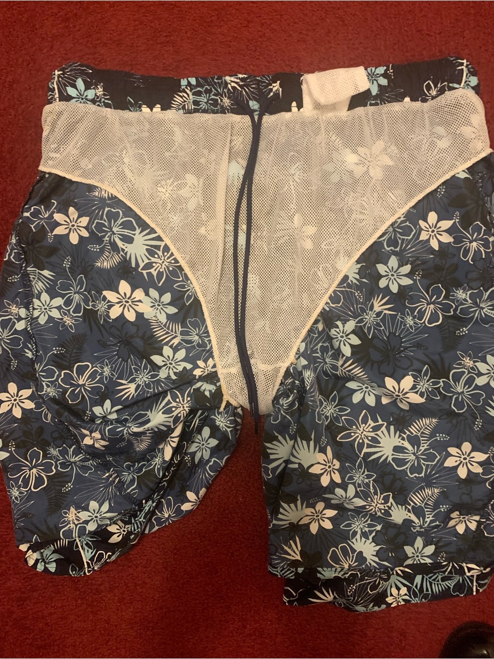 Black Floral Print Shorts in Blue & White - Picture 3 of 3
